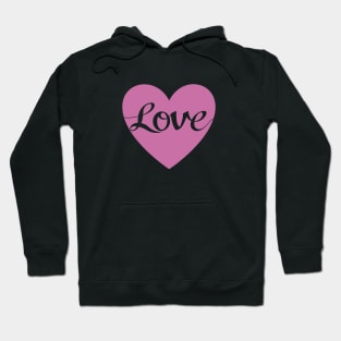 Love Script Pink Heart Design Hoodie